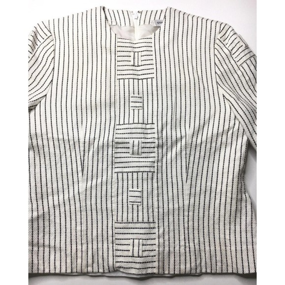 Vtg Gene Roye Womens Striped Geometric Panel Woven Blouse Top Shirt Size 10 S M - Picture 5 of 12
